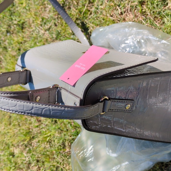 Kate Spade Doris Knightsbridge Grey Crocodile Emboss Leather Crossbody Satchel - Picture 13 of 14